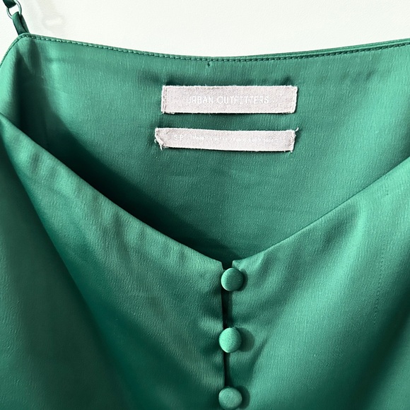 Urban Outfitters Padova Satin Slip Button-Up Mini Dress - Emerald Green - S - Picture 8 of 16